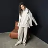 Conjunto de Tricô Solto Pulôver Transfronteiriço para Mulheres, Estilo Europeu e Americano, Novo Conjunto de Duas Peças com Calça de Perna Larga e Manga Longa de Gola Alta para Outono e Inverno de 2025