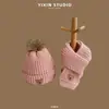 Chapéu Gorro Quente de Outono e Inverno para Bebês Meninas Chapéu de Lã Chapéu de Tricô Cachecol Masculino Proteção de Orelha Espessada Chapéu Infantil Tudo-em-Um