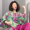 Conjunto de dos piezas de camiseta de algodón y lino estampada y pantalón de pierna ancha 2302