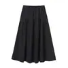 Saia Plissada Casual Feminina Cintura Elástica Solta Emagrecedora Midi Saia Bolo em Camadas Saia Evasê K487995