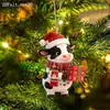 Pingente de Vaca de Natal em Acrílico 2D Pequena Vaca Enfeite de Árvore de Natal Decoração de Festival Enfeite Pendurado Fonte de Atacado