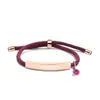 Pulseira de Corda de Mão Multicor Transfronteiriça Europeia e Americana Material em Branco Pronto para Uso Acessórios de Diamante Roxo Rosa Gravação Presente Pulseira de Aço Inoxidável