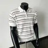 Camisa polo de punto de seda helada para hombre, una pieza clásica y elegante para el verano, con cuello camisero y un diseño informal de polo.