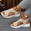 Sandalias de playa de comercio exterior, talla grande, nuevo estilo europeo y americano, sandalias cruzadas sin cordones de suela gruesa para mujer, zapatos casuales de punto volador de verano