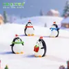 Pinguim de Natal Fofo Paisagem em Miniatura Cena de Neve Decoração Chaveiro Pingente Pinguim Antártico Pequeno Animal