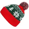 Gorro de punto navideño rojo cálido para padres e hijos de otoño e invierno con pompón, gorro sin visera, plegable