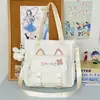 Bolso Cruzado Grande de Estilo Universitario que se Puede Llevar en la Espalda, Estudiante Pequeño Fresco de un Hombro Portátil Dibujo Animado de Gato Lindo Femenino