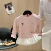 Camisa base de encaje nueva de otoño para niña 2026 Cárdigan Estilo coreano Abrigo elegante para bebé Nueva moda Estilo dulce