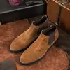 Botas para Hombre Chao Suela Ligera Forradas de Borrego Botas Chelsea de Cuero para Hombre Botas de Ante de Vaca Botas Martin Zapatos de Cuero