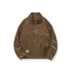 Roupas Vintage 25 Outono Novo Retro Americano Patchwork Desconstruído Design Solto Veludo Cotelê Zíper Gola Alta Jaqueta
