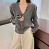 2026 Nueva Ropa de Otoño para Mujer Comercio Exterior Cárdigan Sencillo para Mujer Suéter de Punto Holgado con Sentido del Diseño Capa