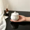 Pote de Armazenamento Vintage em Relevo Chunqi com Tampa Molde de Silicone para DIY Recipiente para Vela de Gesso Aromaterápico Molde