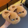 Pantuflas de algodón de invierno para niños y niñas, cálidas, de felpa, con suela gruesa, antideslizantes, de pelo para casa, para padres e hijos, con talón cubierto