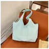 Nova bolsa de ombro casual estilo coreano, fresca e simples, cor sólida, estilo preguiçoso, bolsa de axila de grande capacidade com bordado de letras, bolsa tote