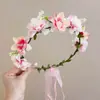Corona de Flores de Princesa Estilo Bosque para Niños, Diadema de Flores Super Hada para Niña de las Flores de Boda, Exquisita Diadema Pasador para Niñas