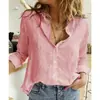 Camisa Transfronteiriça Feminina Primavera e Verão Amazon ebay Europeia e Americana Pura Feminina Casual Manga Longa Linho Camisa Top