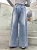 Calças Jeans Wide Leg para Meninas Primavera e Outono 2025 Novo Estilo para Crianças Maiores, Calças Casuais Retas de Outono, Calças Infantis Estilo Coreano