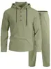 Conjunto Casual de Lino para Hombre Amazon Estilo Nuevo Europeo y Americano Top con Capucha de Color Sólido Pantalones Largos Casuales con Cordón Hombre