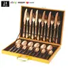 Cubiertos de Acero Inoxidable Transfronterizo de Amazon Cuchillo y Tenedor 1010 Cuchillo, Tenedor y Cuchara de Estilo Occidental Juego de 24 Piezas Cuchillo y Tenedor para Carne Caja de Regalo