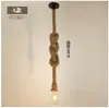Luminária pendente retrô de cabeça única com corda de cânhamo, estilo americano de meados do século, luminária industrial