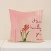 Estilo Nuevo Primavera y Verano Hermosa Funda de Almohada Floral Transfronteriza Poliéster Impreso Cojín de Asiento Decoración del Hogar Funda de Cojín para Sofá