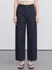Novedad Otoño 2026 Jeans de Cintura Alta Adelgazantes Pantalones de Pierna Recta para Mujer, Pantalones Cropped de Pierna Ancha de Algodón Puro Vintage Azul Oscuro