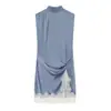 Ropa Europea y Americana de Mujer Transfronteriza, Vestido de Moda con Detalle de Encaje y Textura de Satén de Seda Más Vendido en Aliexpress