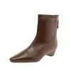 Botines Puntiagudos Nuevos Otoño e Invierno 2026 Elegantes Versátiles Botas Adelgazantes de Otoño Tacón Grueso Cremallera Trasera Botines Cortos Botines Individuales
