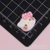 Accesorios de resina de Hello Kitty con lazo de cuadros multicolor en color rubor, pegamento en crema, gomas para el cabello, materiales para manualidades, fundas para teléfono y zuecos