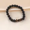 Pulsera de cuentas redondas de 8 mm de piedra volcánica pulsera de turquesa de alto nivel tejida a mano se puede apilar para usar joyería al por mayor