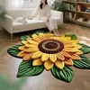 Manta de Veludo Cristal Flor de Girassol Transfronteiriça Avançada para Casa Sala de Estar Quarto Mesa de Café Tapete de Chão Resistente à Sujeira Antiderrapante Tapete Fresco