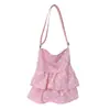 Bolsa Saco de Bolinhas Doce de Nicho para Mulheres, Novo Estilo de Verão, Versátil para o Dia a Dia, Bolsa Transversal de Lona de Grande Capacidade