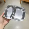 Prato Quadrado para Fast Food de Aço Inoxidável 304, Prato Quadrado para Refeição Infantil com Compartimentos, Prato de Cantina, Louça de Mesa para Adultos para Casa e Restaurante