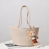 Nuevo bolso informal de algodón tejido con forma de paja y diseño de oso, bolso cruzado, bolso tejido, bolso de playa para vacaciones en la playa