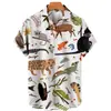 Camisa de Moda Europea y Americana Transfronteriza para Hombre Estilo Nuevo Estampado Digital 3D Hawaiana Casual de Manga Corta Cárdigan Superior