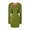 Traje feminino estilo francês coleção outono 2026: top de cardigã com textura de renda, puro e sedutor + vestido tubinho justo bodycon
