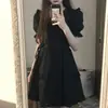 Vestido de Fada Preto Super Fada Estilo Little Mori Vestido de Primeiro Amor Estilo Universitário Gola Boneca Aparência Alta e Magra Cintura Apertada Feminina