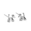 Pendientes de botón de plata esterlina S925 para mujer, de alta calidad, sencillos, con forma de estrella pequeña y luna, piercing para oreja antibloqueo, con forma de hueso para la oreja