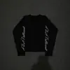 Camiseta de manga larga Y2K retro americano estilo oscuro punk gótico estampado de letras high street personalizada holgada moderna
