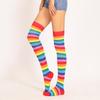 Meias Coloridas Acima do Joelho para Mulheres, Fantasias de Halloween, Meias Listradas para Dança de Performance para Todas as Estações