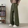 Pantalones de verano a cuadros para hombre con efecto de caída, pantalones de pana rectos anchos holgados, marca de moda, pantalones casuales ligeros para adolescentes