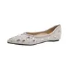 Elegantes zapatos de otoño para mujer estilo francés, de punta fina, con pedrería, slip-on bajos, mocasines cómodos de suela plana para mujeres embarazadas