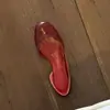 Mules Vintage de Charol Rojo Vino sin Espalda para Mujer, Nuevo Estilo Verano 2026, Sandalias Abiertas a los Lados de Punta Cerrada, Estilo Francés Slip-On para Exteriores