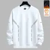 Camiseta de Manga Larga para Hombre Otoño e Invierno Ins Marca de Moda Holgada de Terciopelo Casual Camiseta Base Sudadera con Cuello Redondo Estampada para Jóvenes Estudiantes