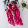 Moda retrô na moda lenço de seda personalizado bordado flor impressão confortável respirável protetor solar estilo étnico capa grande xale
