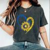 Camiseta de verano de comercio exterior americana retro de calle de algodón pesado lavado viejo camiseta de hombre y mujer con estampado floral en forma de corazón