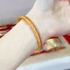 Pulsera Antigua de Oro Arena con Tres Filas de Diamantes Puntos Rose Brillantes, Pulsera Elegante Retro de Rubí de Gama Alta Que No Se Desvanecerá por Mucho Tiempo