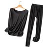 Traje cálido de calentamiento rápido ropa de otoño cuello redondo clásico traje cálido sin costuras textura suave cero restricciones conjunto de pantalones largos de otoño