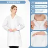 Jaleco branco, de manga longa, para estudantes, médicos, equipe médica masculina, enfermeiros, jaleco branco de inverno