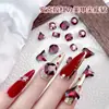 Dica de Manicure de Celebridade da Internet Joia de Diamante na Base Coração Bordô Diamante Cristais para Unhas Diamante para Unhas Vermelho Ankola